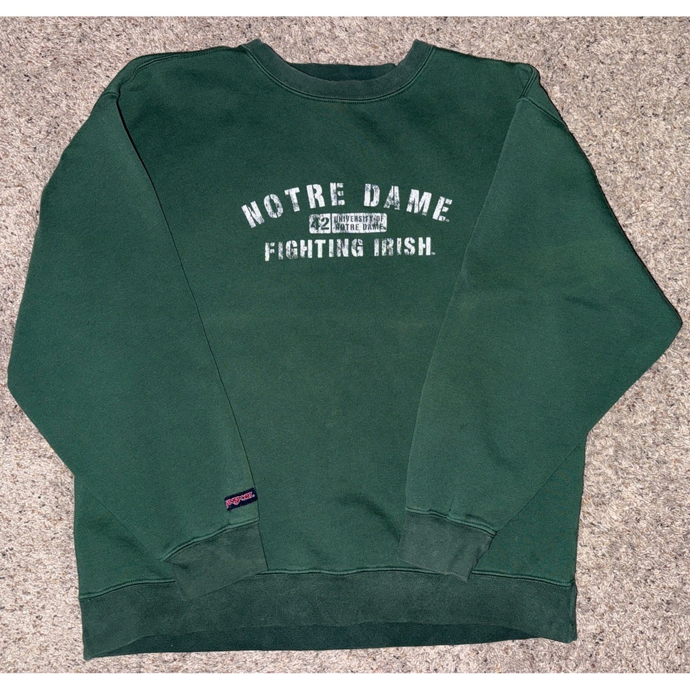 Vintage Notre Dame Sweatshirt Mens Large Made in USA 90s Jansport Crew Neck‎